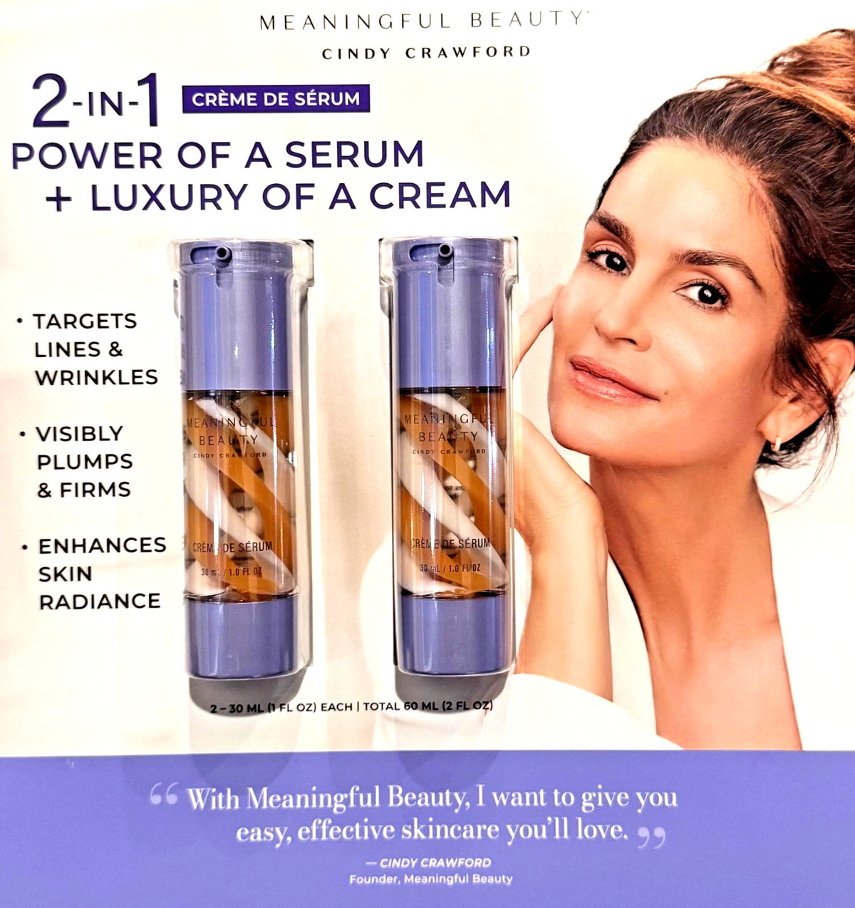 2-Pack Face Serum and Moisturizer Cream for Wrinkle Reduction - 2 Fl Oz