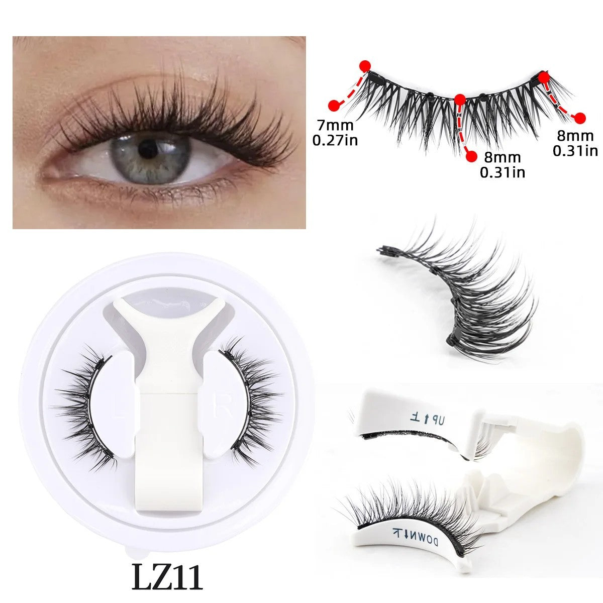 Magnetic False Eyelashes with Applicator Set – Reusable 3D Natural Look