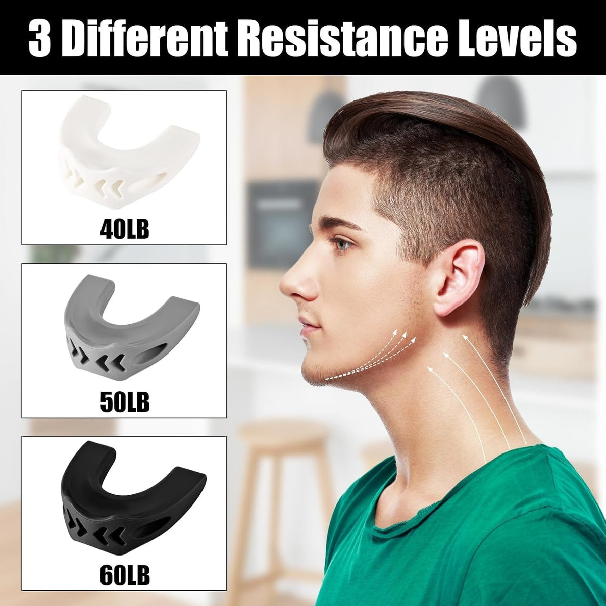 Jaw Exerciser with 3 Resistance Levels for Men & Women - Facial Tone & Slimming Device