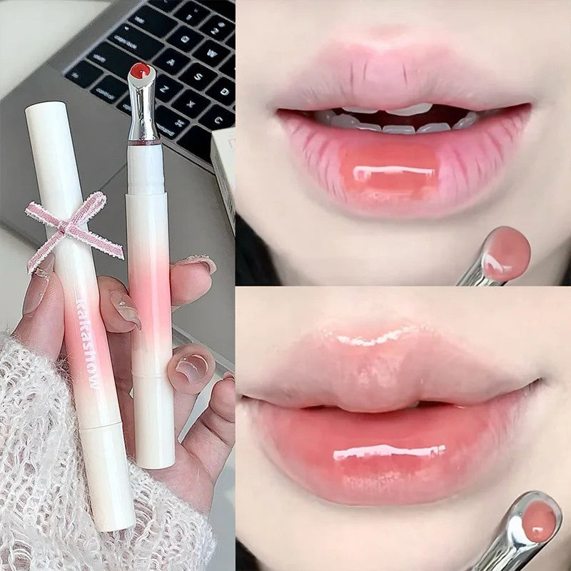 Watery Lip Gloss with Jelly Texture - Moisturizing Nude Lip Tint