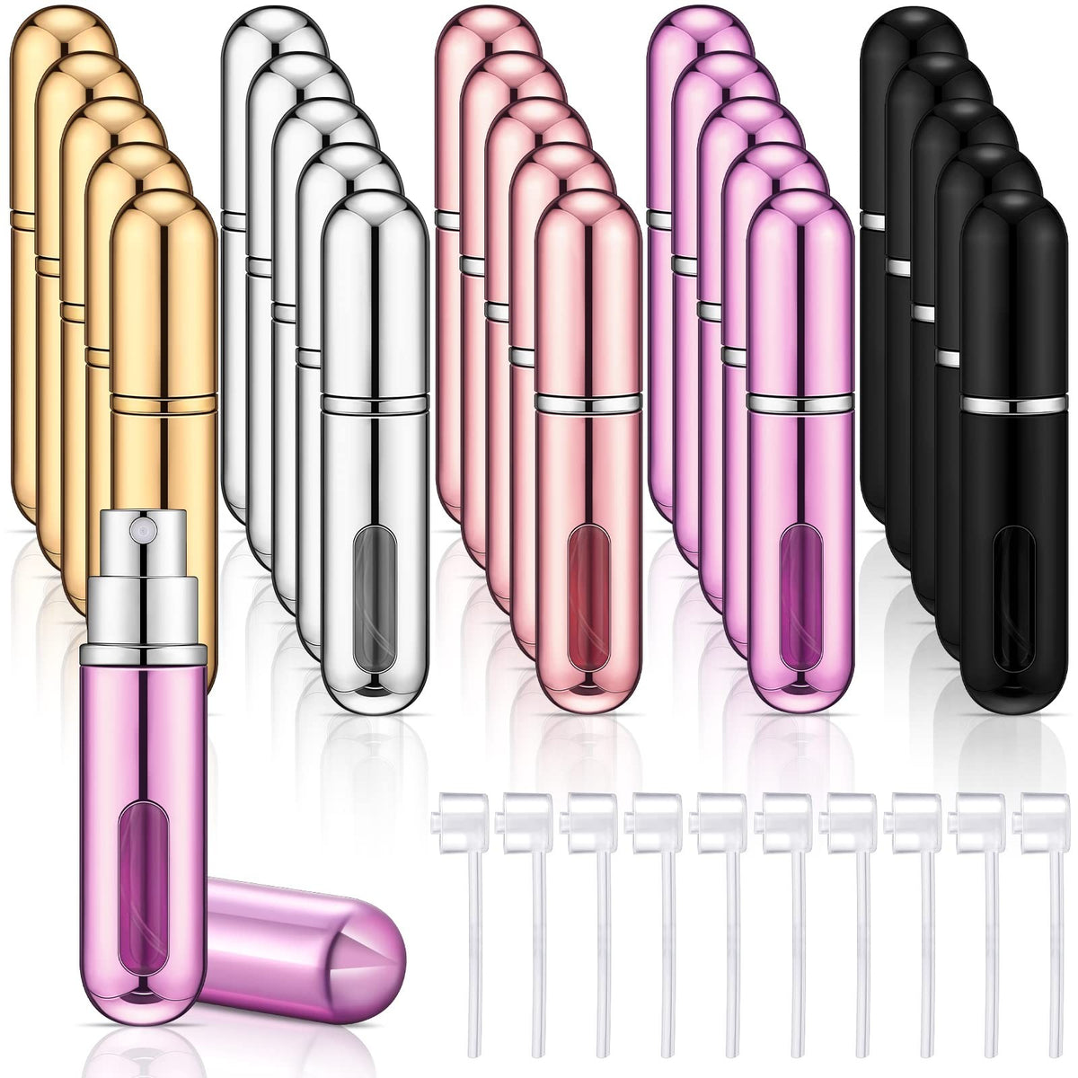 Refillable Perfume Atomizer Set - 30 Mini Spray Bottles for Travel, 5ml Capacity