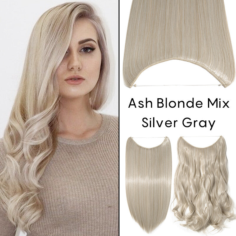 Invisible Wire Hair Extensions Full Head Curly Synthetic Hair with Nano Rings