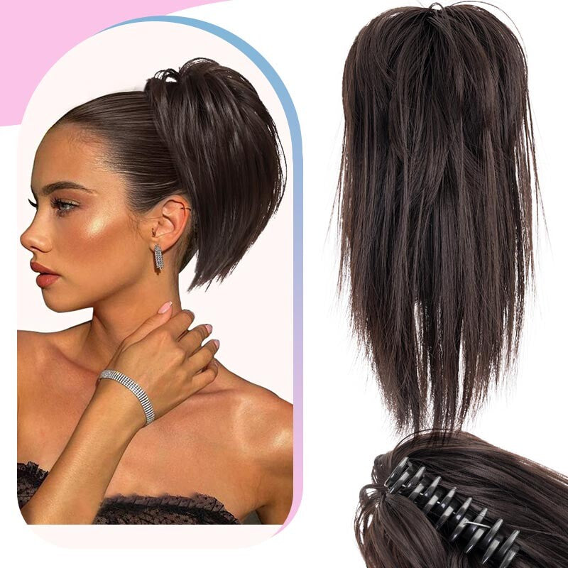 Natural Clip-On Messy Bun Hair Piece Claw Clip Hair Extension for Weddings