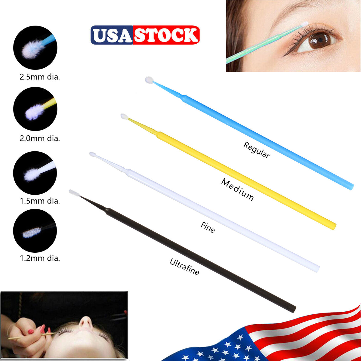 Disposable Micro Brush Applicators for Cosmetic & Dental Use, 100 Pcs