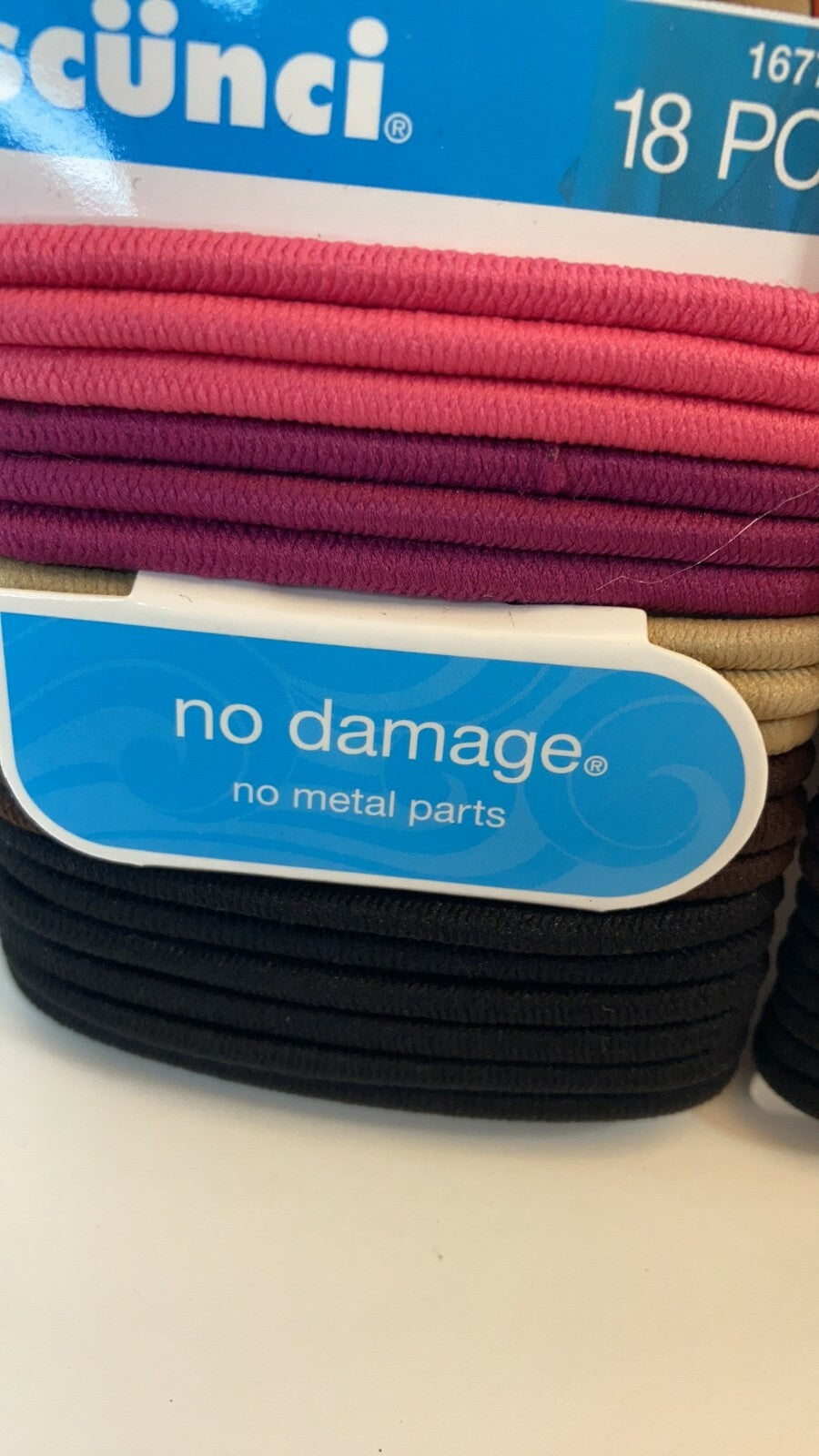 Scunci Hair Ties Ponytail Elastics No Metal Pink Tan Brown Black 3