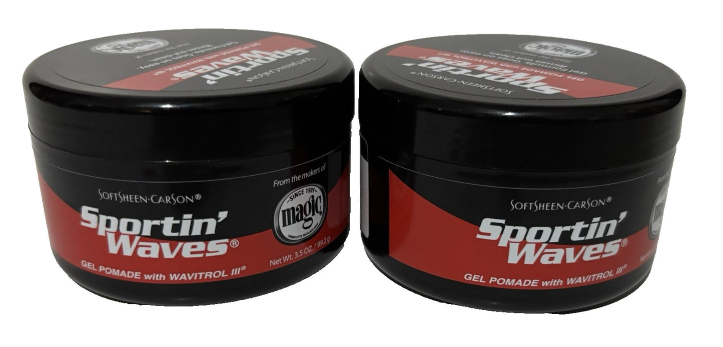 Lot of 2 Sportin' Waves Gel Pomade with Wavitrol III - 3.5 oz