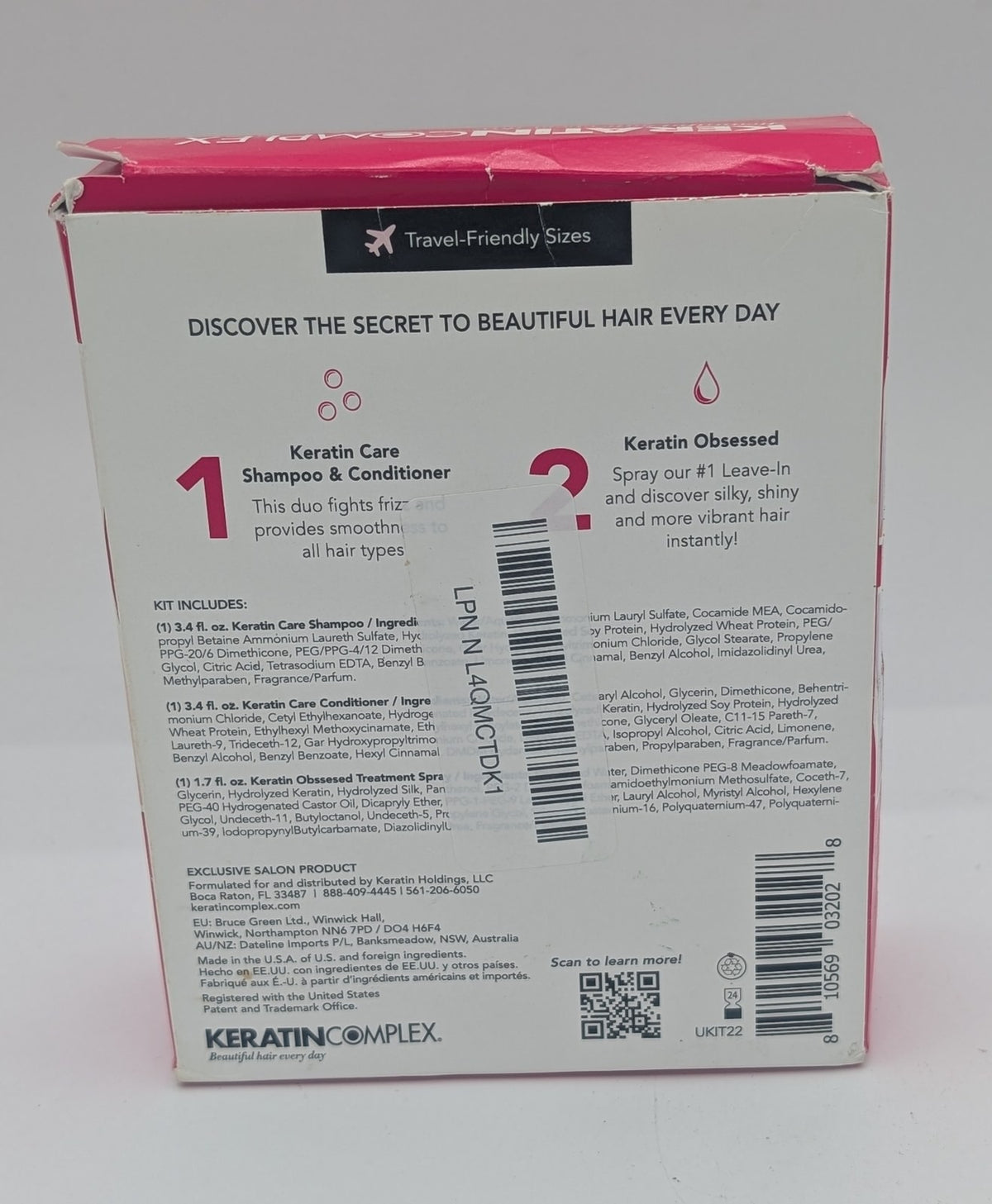 Keratin Complex Healthy Hair Trio Travel Set Shampoo Conditioner