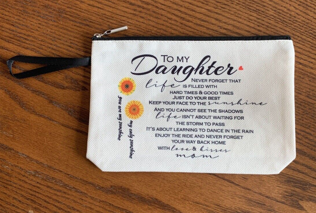 Personalized Makeup Bag for Daughter - Approx 9x6 Inches Gift with Love