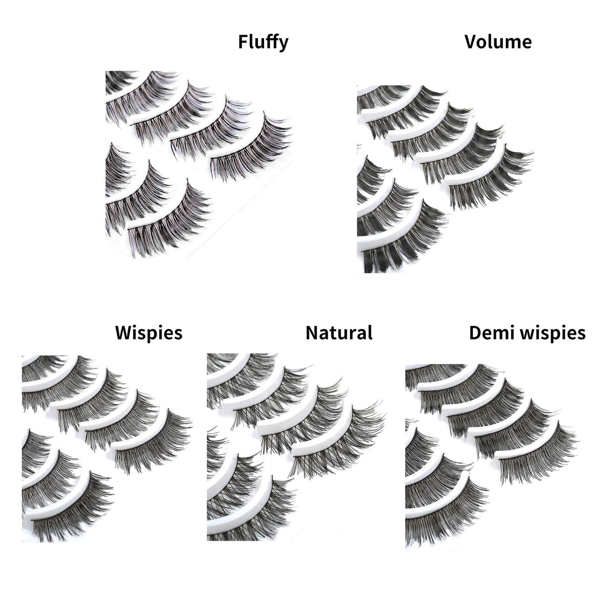 50 Pairs False Eyelashes Set - Natural, Wispy & Volume Styles for Makeup
