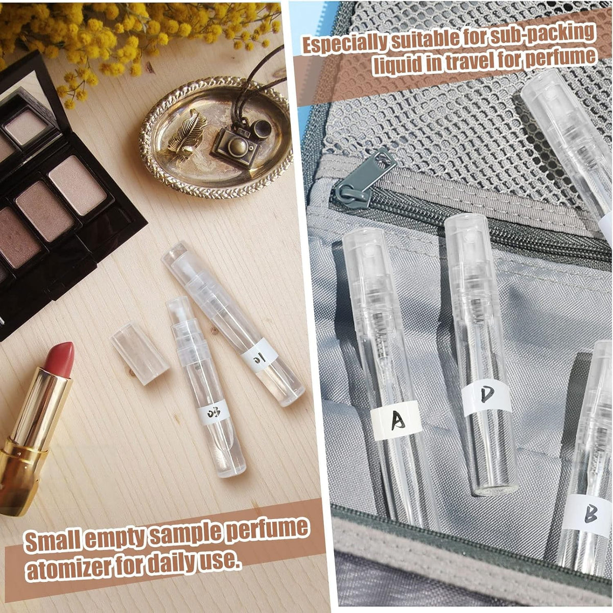 60PCS 5ml Clear Refillable Plastic Spray Bottles for Perfume Travel
