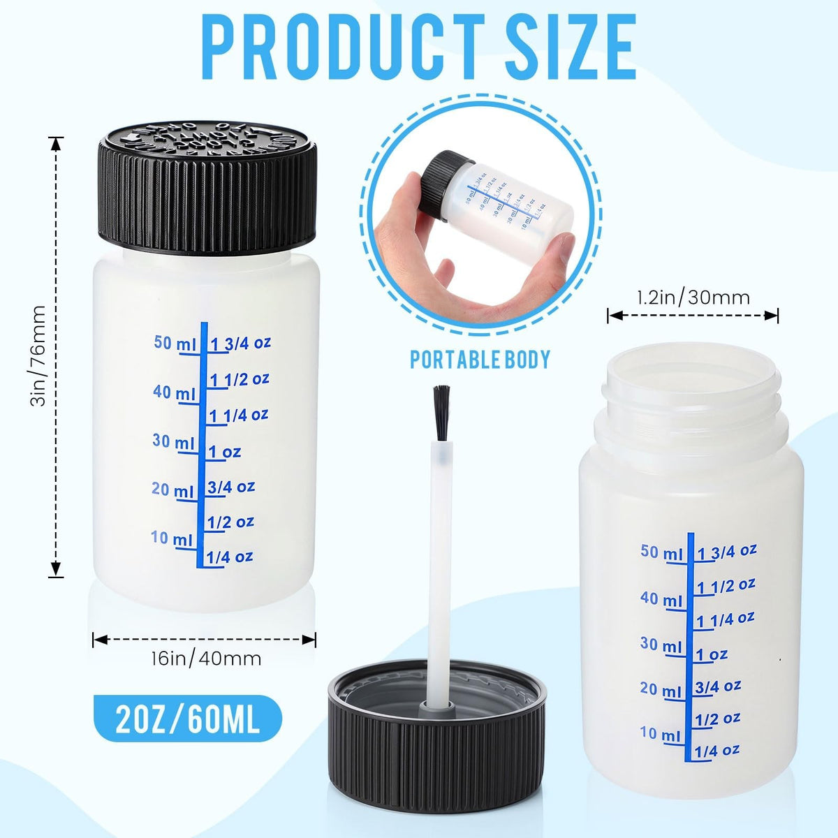Paint Touch Up Bottles with Brush & Mixing Ball Set - 60 Pcs for Walls, Furniture, Cars