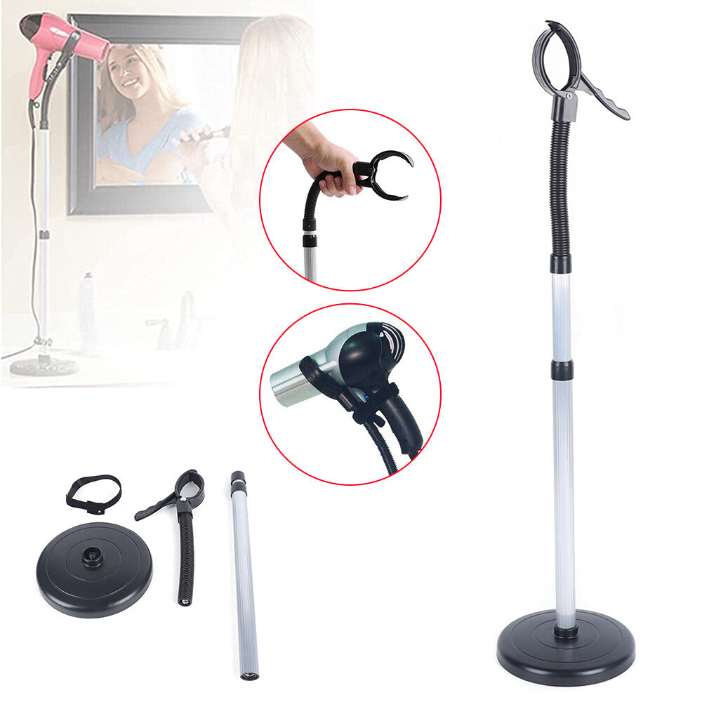 Retractable Hair Dryer Stand Holder with 360° Rotating Mount, Adjustable Height