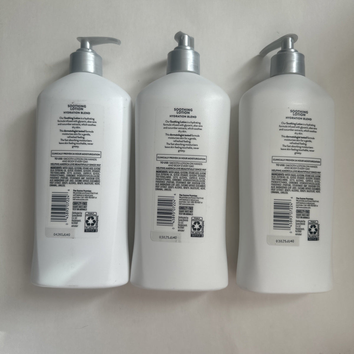(3) Suave Skin Solutions Aloe Vera Soothing Body Lotion Hydration