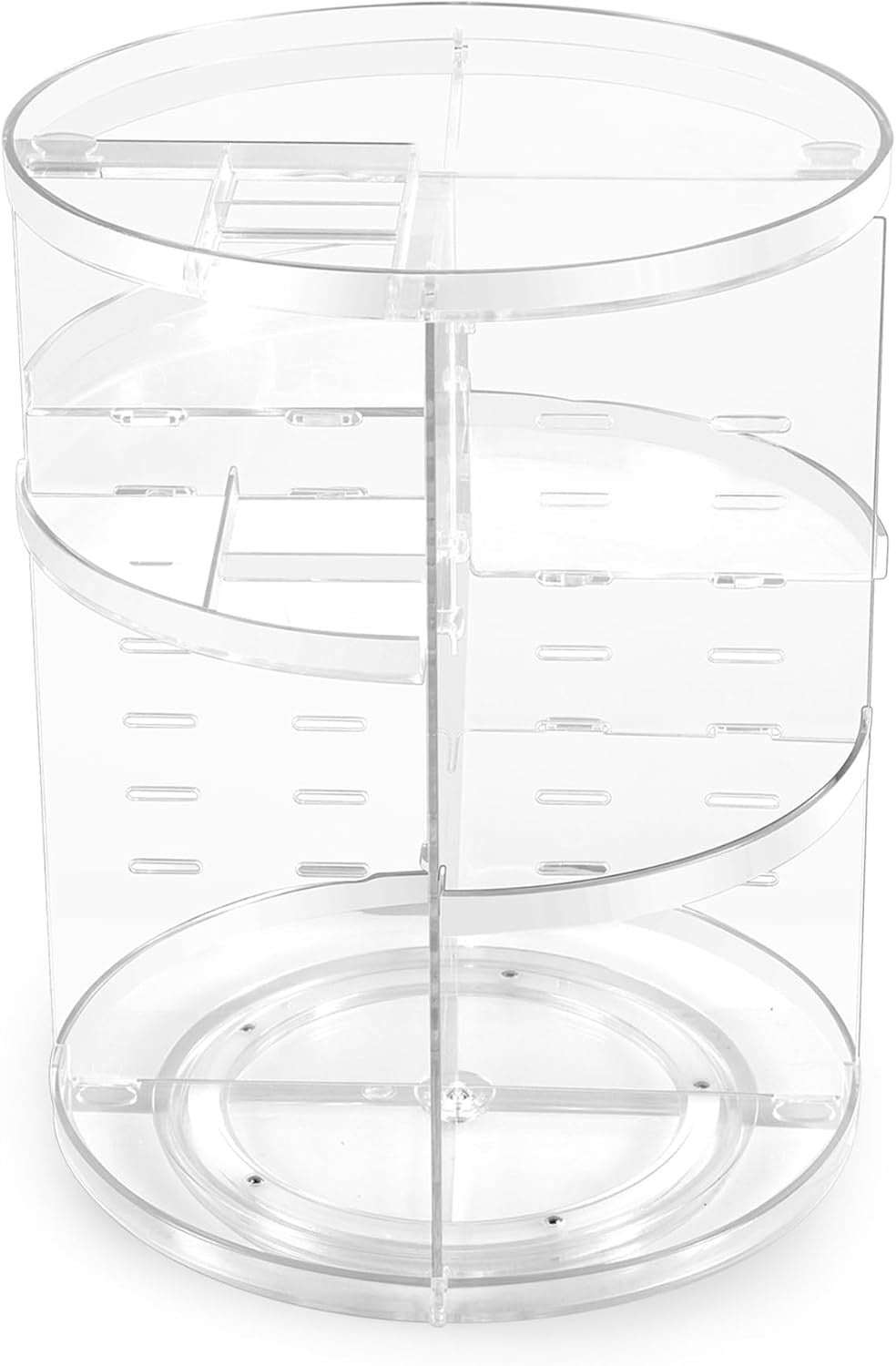 360° Rotating Makeup Organizer with Adjustable Compartments & Spinning Storage Shelf
