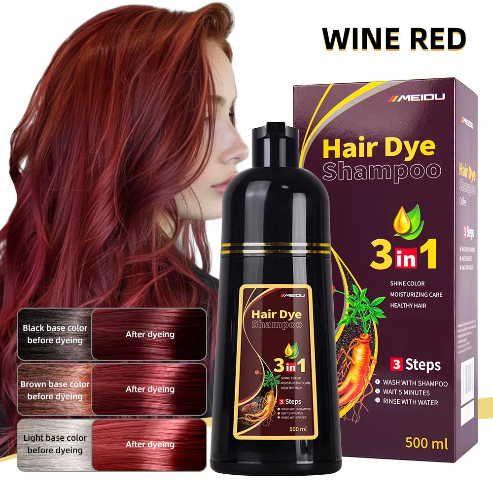3-in-1 Hair Dye Shampoo 500ml - Multiple Shades