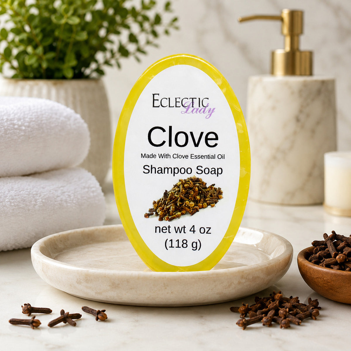 Clove Shampoo Bar with Argan Oil & Honey - 4 oz Natural Hair Care