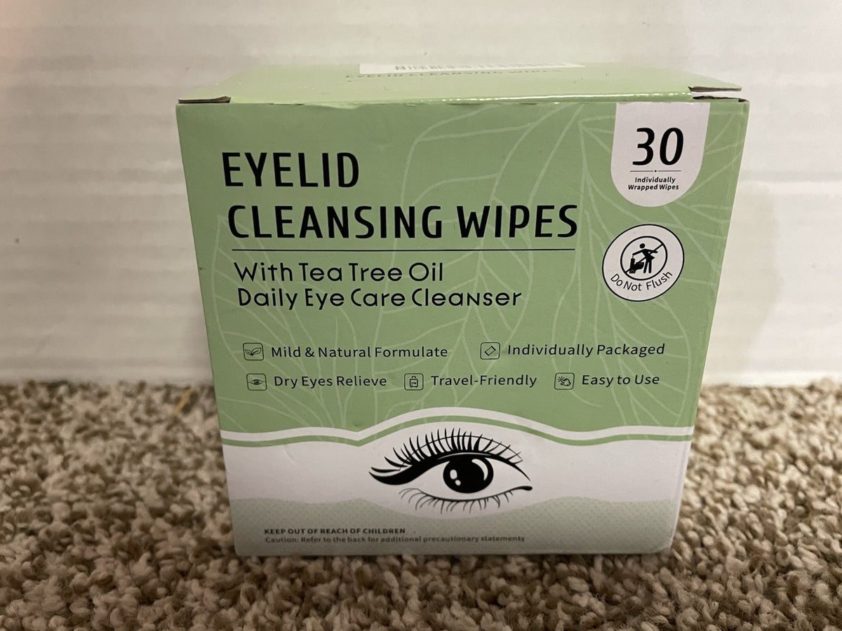 Eyelid Cleansing Wipes with Tea Tree Oil - 30 Count, Pack of 6, Travel-Friendly Eye Care
