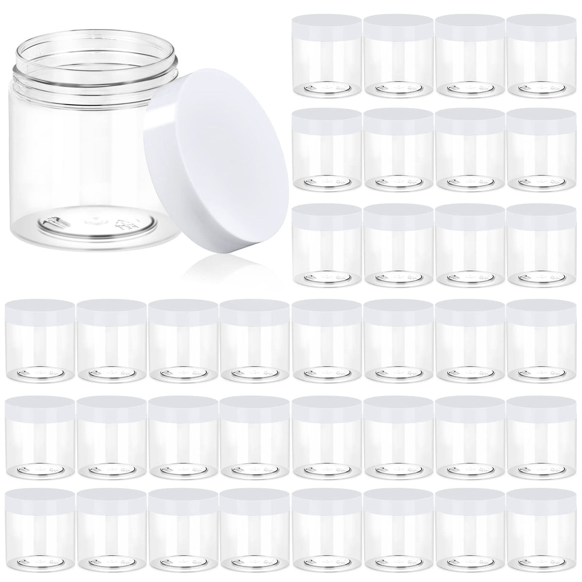 120ml Transparent Plastic Cosmetic Jars with White Twist-Off Lids - Pack of 36