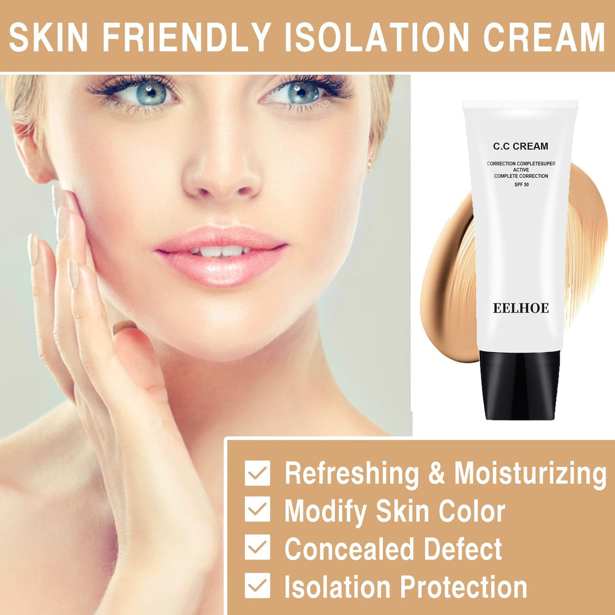 Skin Tone Adjusting CC Cream SPF 50 2-Pack for Mature Skin Natural Finish
