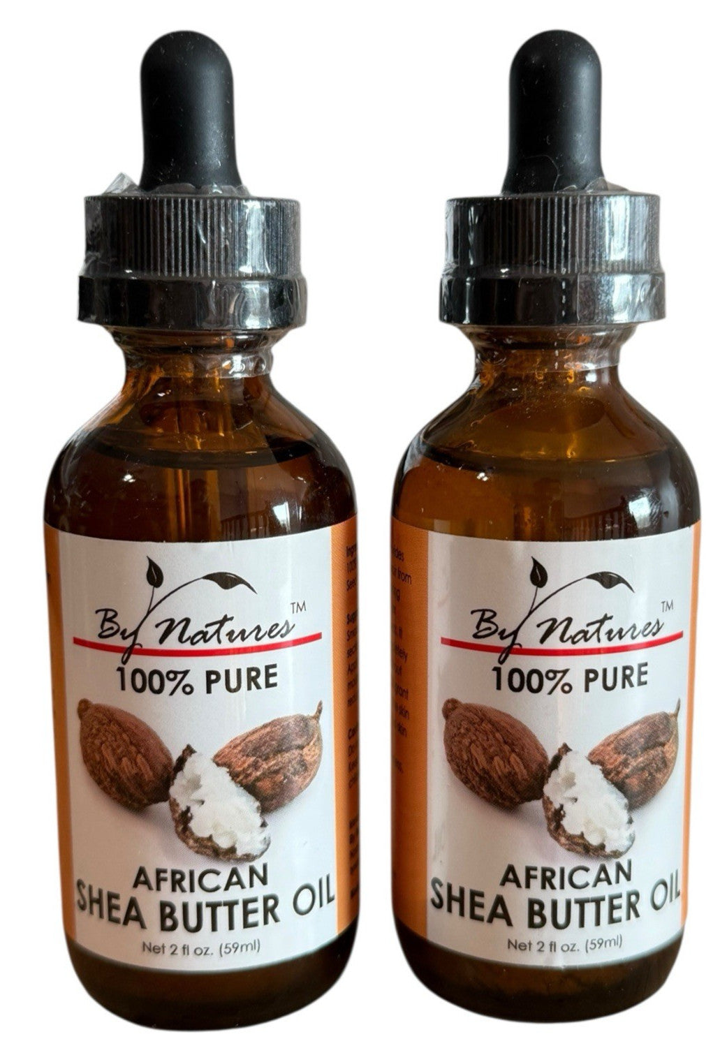 African Shea Butter Oil 2-Pack - 100% Pure Body Moisturizer in Dropper Bottles