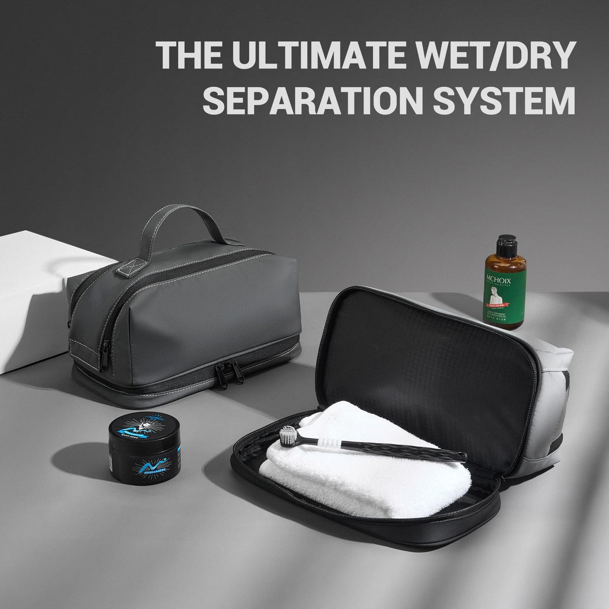 Large Waterproof Travel Toiletry Bag for Men & Women – Organizer with Wet & Dry Compartments