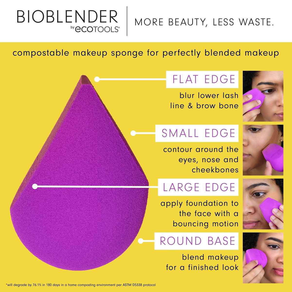EcoTools Bioblender Makeup Sponge Duo - Compostable, Vegan & Cruelty-Free, Purple
