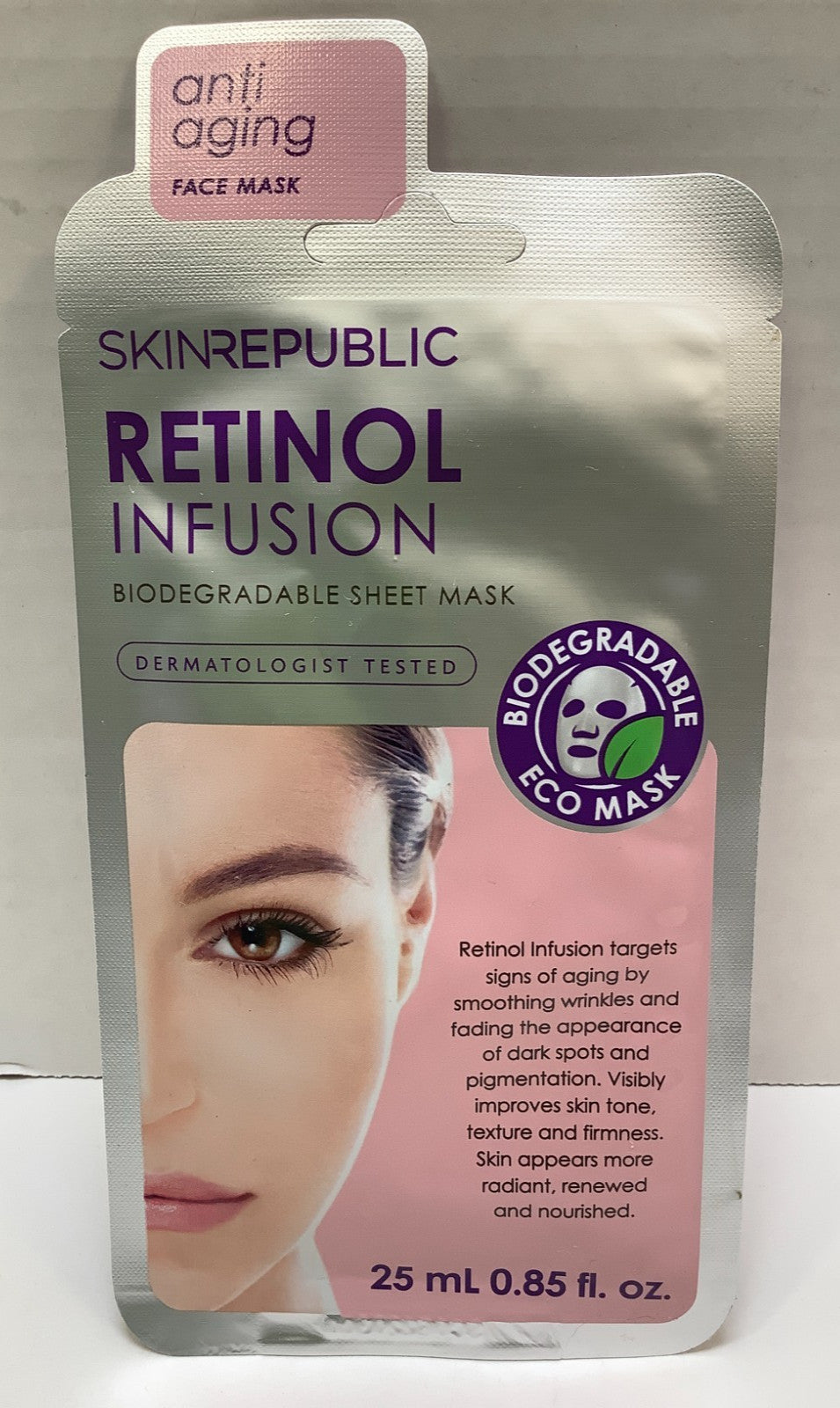 Retinol Infusion Biodegradable Sheet Mask, Anti-Aging - 9 Pack