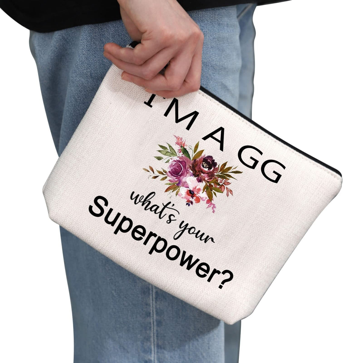 G2TUP GG White Makeup Case Travel Cosmetic Bag with Superpower Print