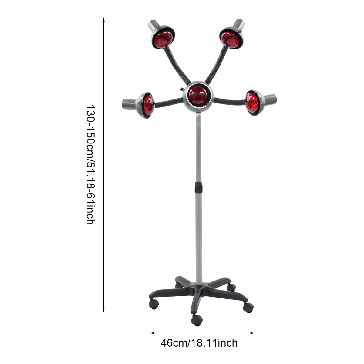 Portable 5-Head Floor Hair Dryer with Adjustable Height and Wheels