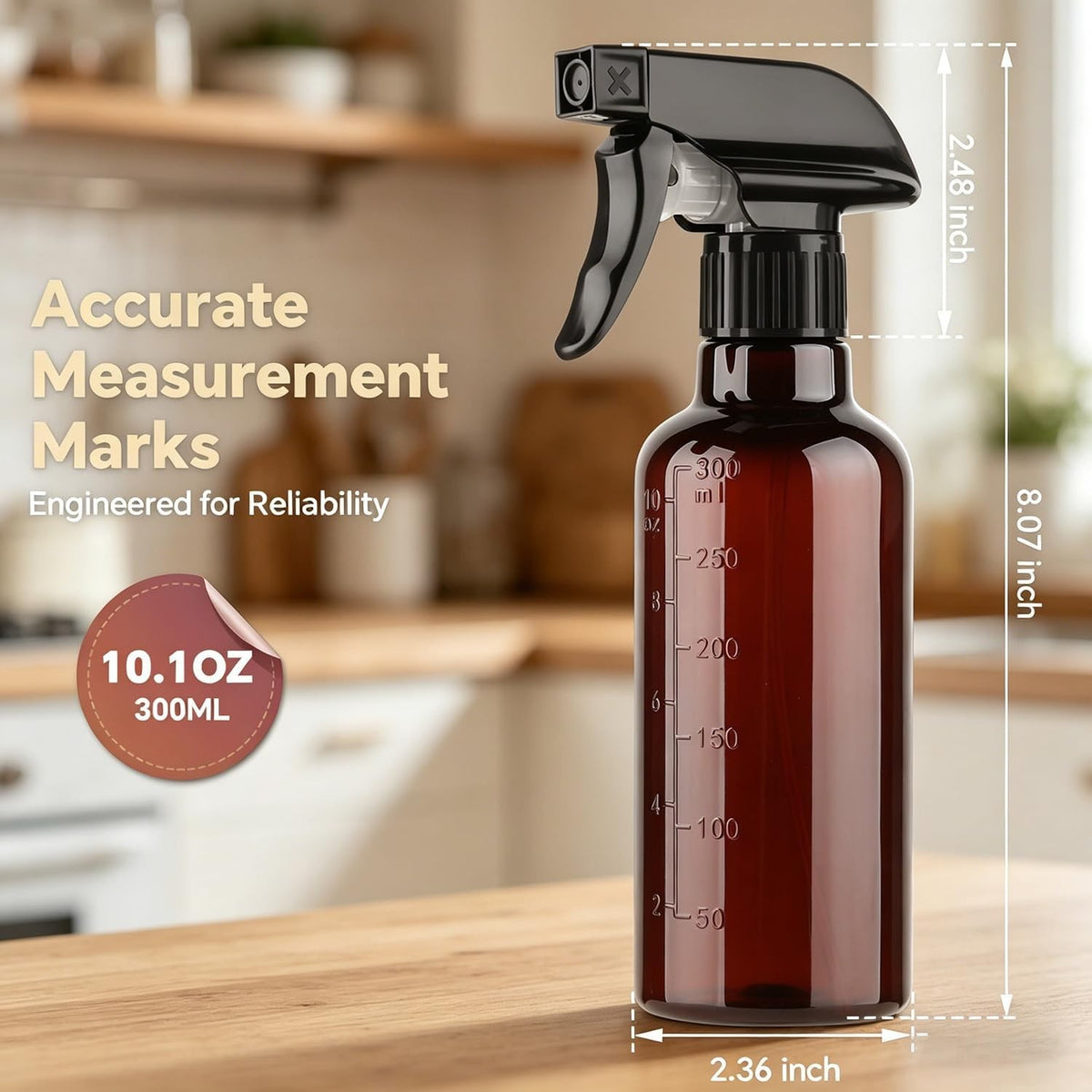 Plastic Spray Bottles 2 Pack 10 Oz Leakproof Fine Mist & Jet Nozzle