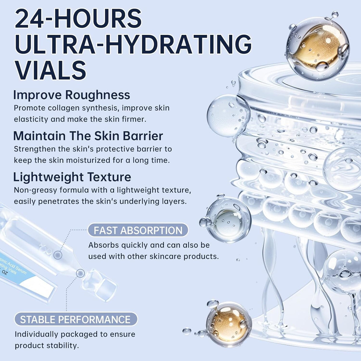 30pcs Hyaluronic Acid Serum Vials - Deep Hydration & Firming Skin Care