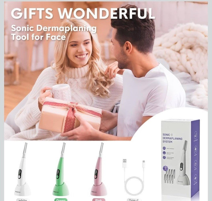 Sonic Dermaplane Razor for Women - Facial Exfoliation & Peach Fuzz Removal, 3 Speeds