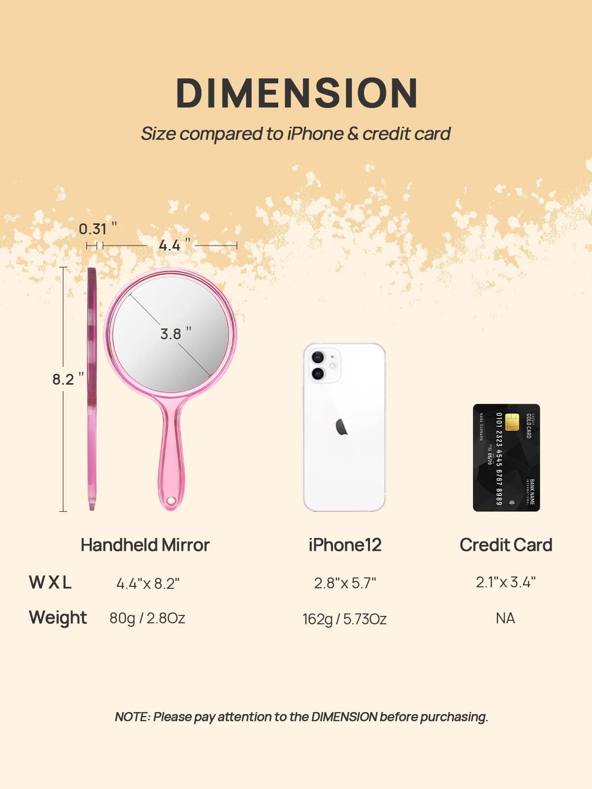 Double-Sided Handheld Mirror with Magnification - Pink, 1X & 3X