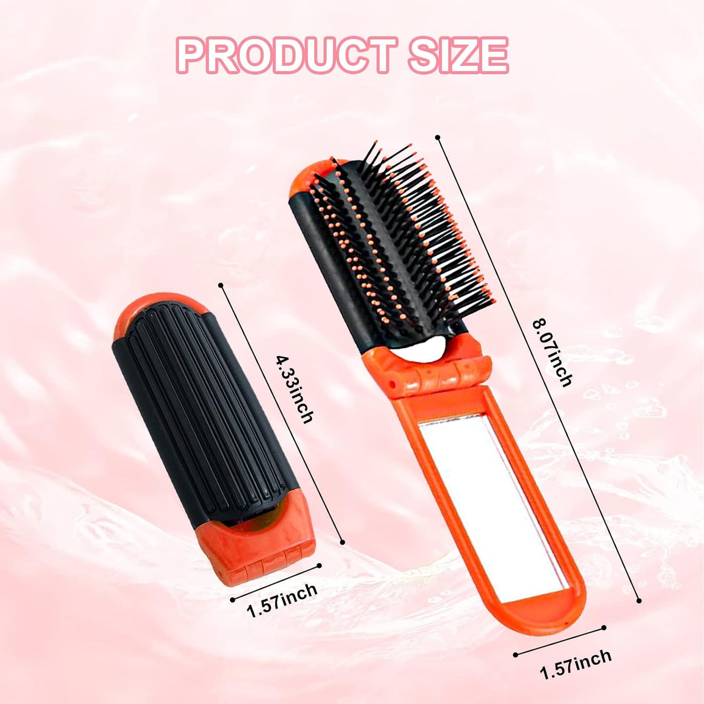 20 Pcs Foldable Travel Hair Brush with Mirror, Compact Portable Hairbrush Set