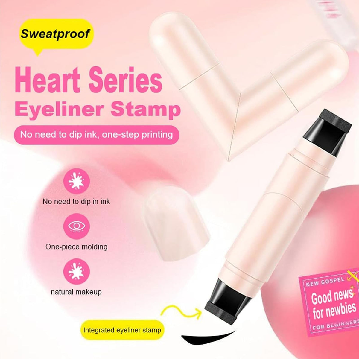 Dual-Head Waterproof Eyeliner Stamp Set - Black & Brown, Long-Lasting