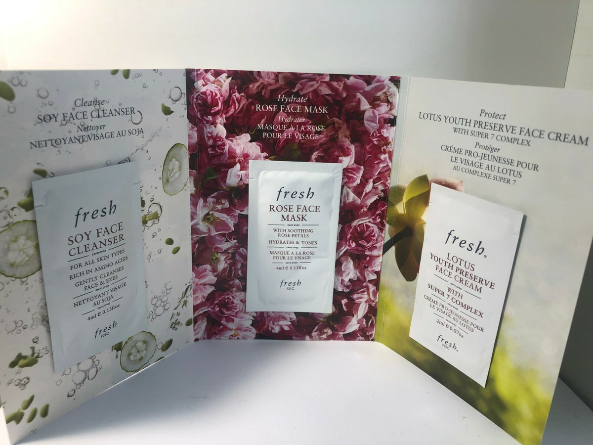 Skincare Travel Set with Soy Face Cleanser, Rose Mask & Lotus Youth Primer