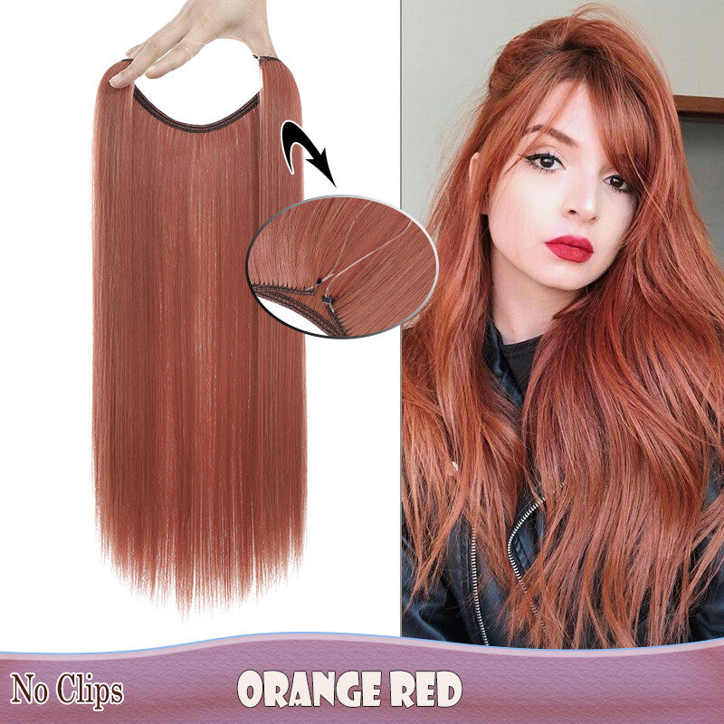 Invisible Wire Clip-In Hair Extensions with Clips & Replacement Wires - Natural & Wavy, 20/24 Inch