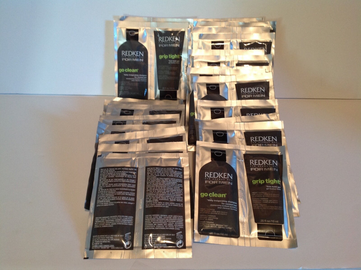 Redken For Men Go Clean Shampoo & Grip Tight Gel 25 Pack Samples