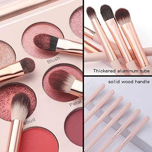 Eye Makeup Brush Set - 6 Pcs Professional Blending Brushes for Eyeshadow, Vegan Wool, Wood Handle