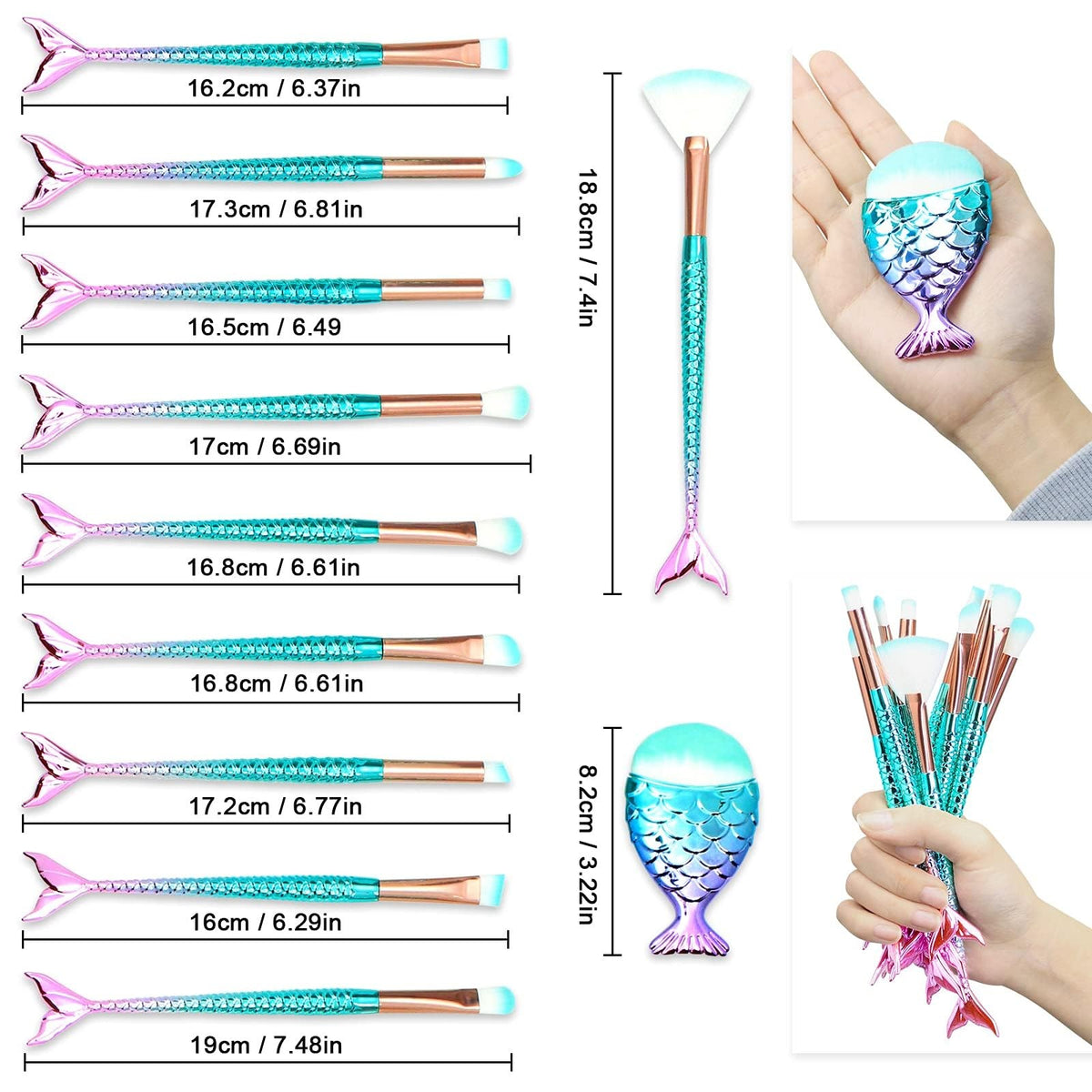 11-Piece Makeup Brush Set for Foundation, Eyebrows & Blush – Soft Nylon Bristles