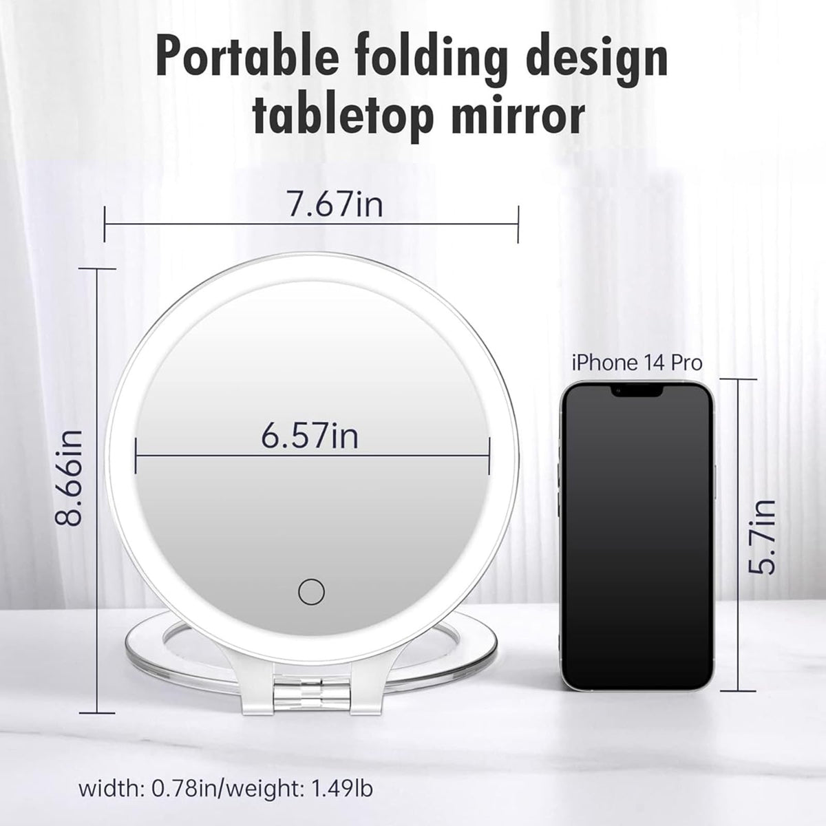 Lighted Double Sided Makeup Vanity Mirror with 30X Magnification and Rechargeable LED Lights