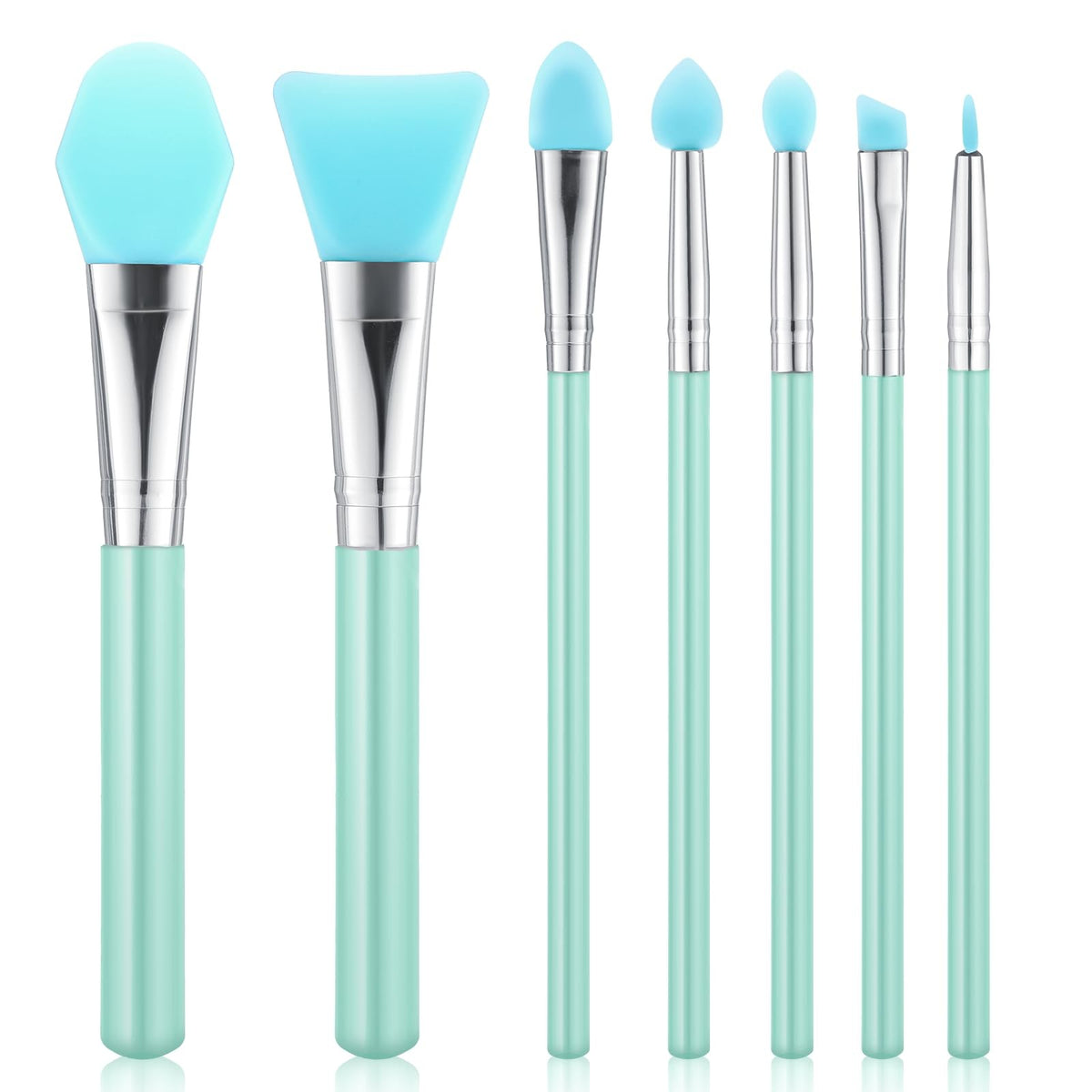 Silicone Brush Applicator Kit - Eco-Friendly Green Makeup & Craft Tools - 7 Pieces