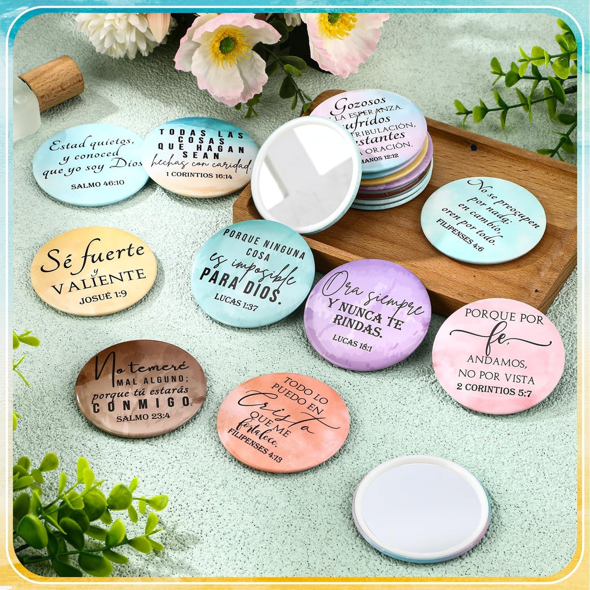 40 Pack Christian Compact Mirrors with Bible Verses - Inspirational Pocket Makeup Mirrors for Women