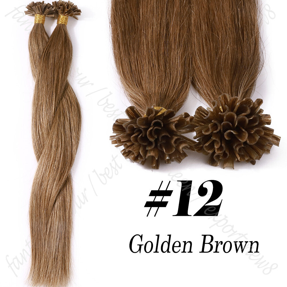 Pre Bonded Keratin Hair Extensions 100% Remy Human Hair Platinum Blonde & Natural Shades