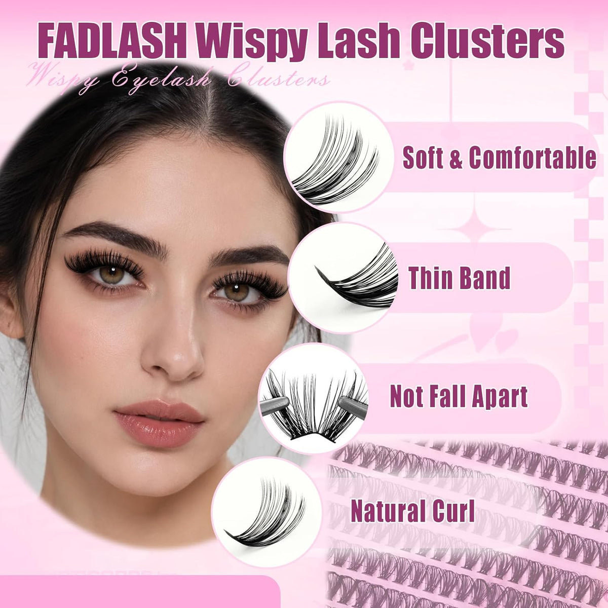 Individual Lash Clusters 280PCS D Curl Eyelash Extensions for DIY & Beginners