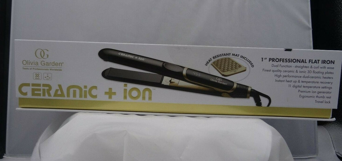 Olivia Garden Ceramic + Ion 1-Inch Professional Flat Iron with Free Gifts