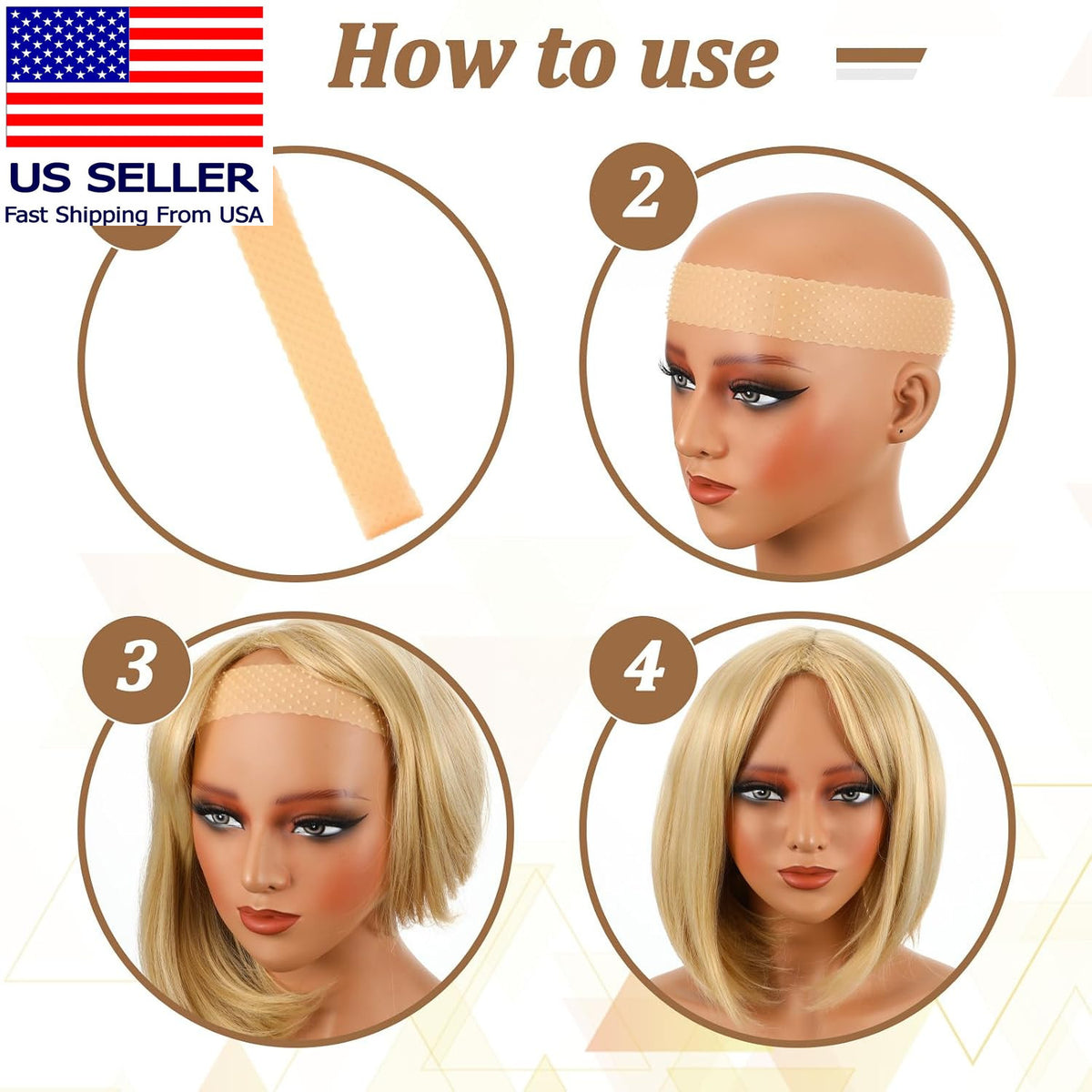 Silicone Wig Grip Headband - Non-Slip, Adjustable, Reusable, 4 Pack