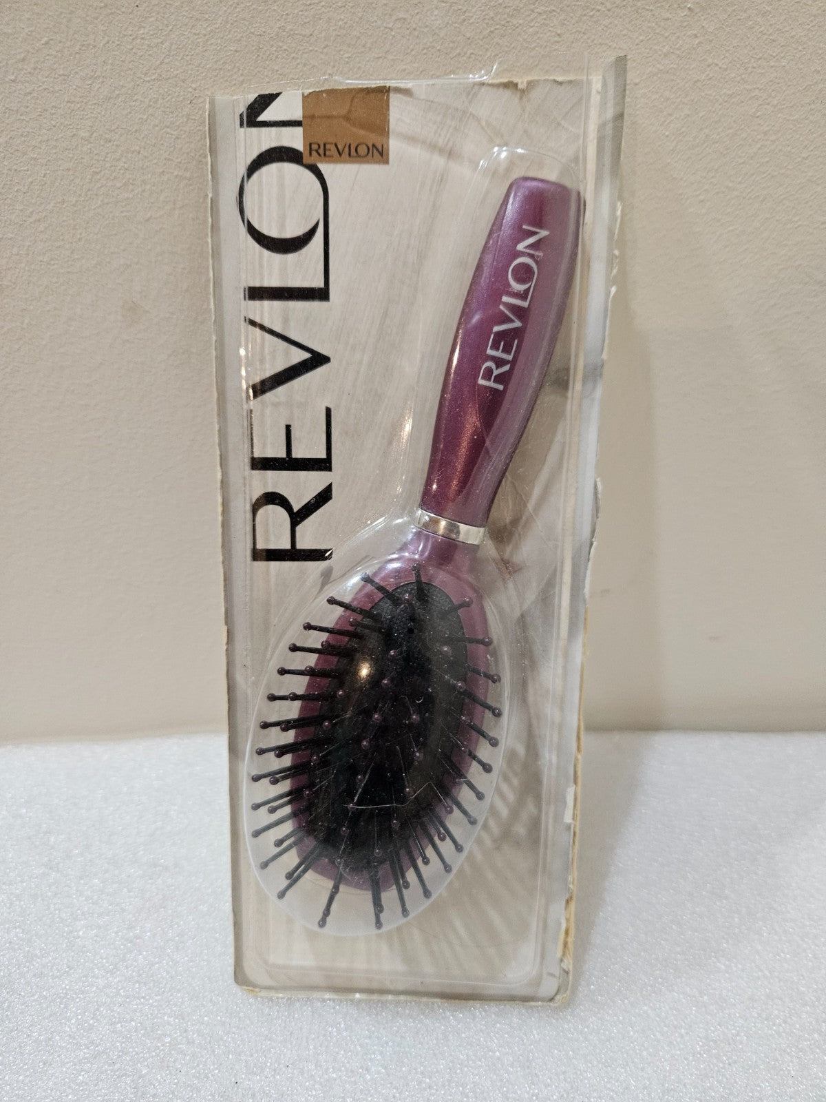 7-Inch Travel Grooming Brush with Nylon Bristles - Purple Revlon Cushion