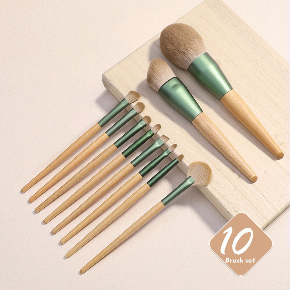 10Pcs Vegan Makeup Brush Set - Soft Fluffy Professional Cosmetic Tools