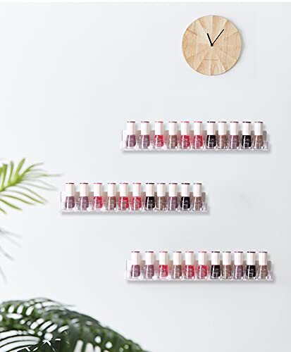 Wall Mounted Nail Polish Rack Set - Clear Acrylic Organizer for 45-60 Bottles